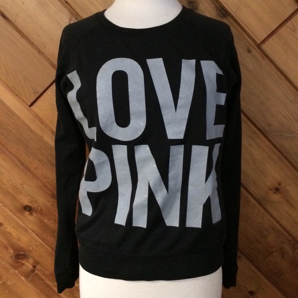 PINK Victoria's Secret Tops - Victoria’s Secret Love Pink Black Sweatshirt  S